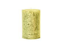 Load image into Gallery viewer, Acid green colored frosted finish pillar candle10x15