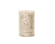 Load image into Gallery viewer, Sand colored frosted finish pillar candle 10x15