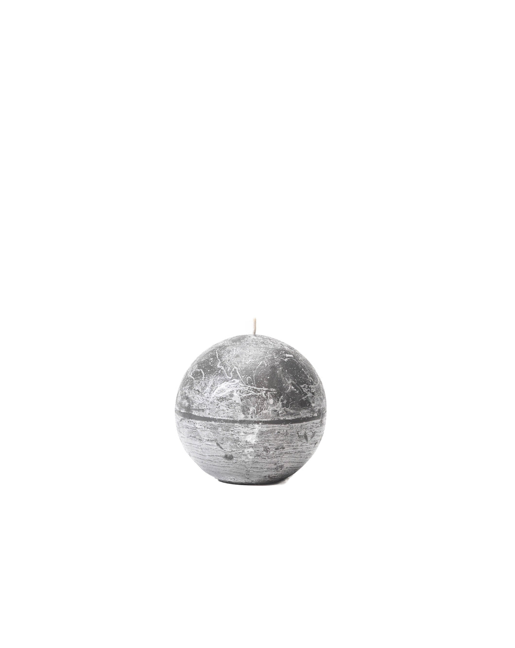 Charcoal colored frosted finish ball candle in sizes 8cm, 10cm and 12cm