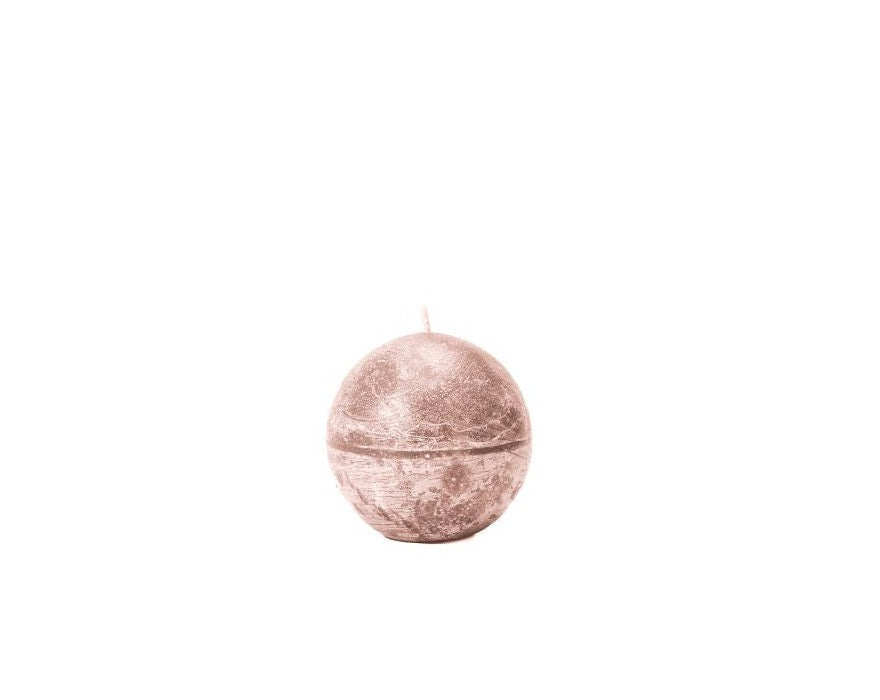 Coral colored frosted finish ball candle