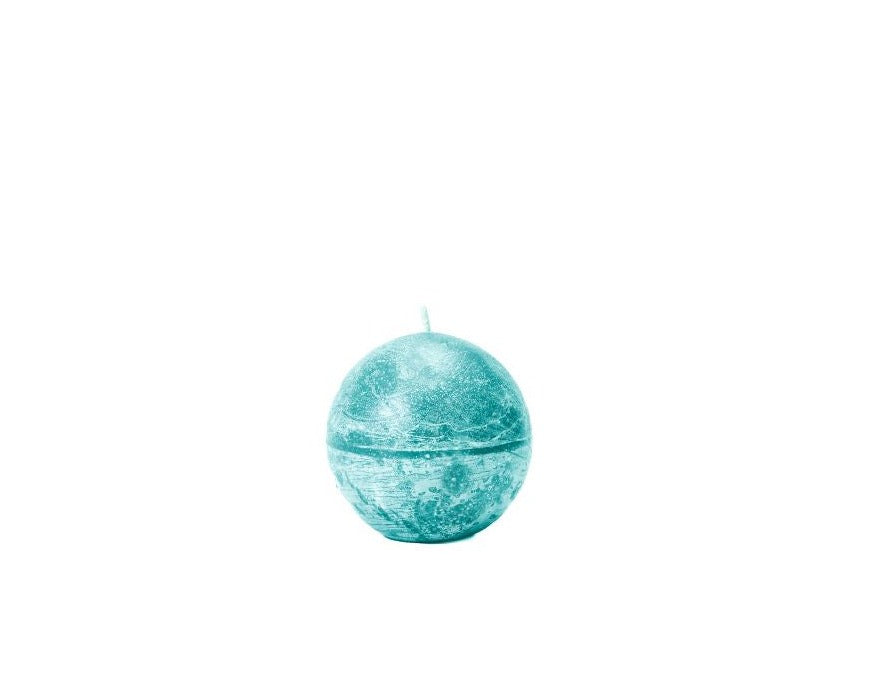 Sea green colored frosted finish ball candle