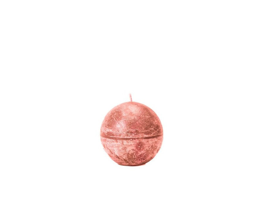 Watermelon colored frosted finish ball candle