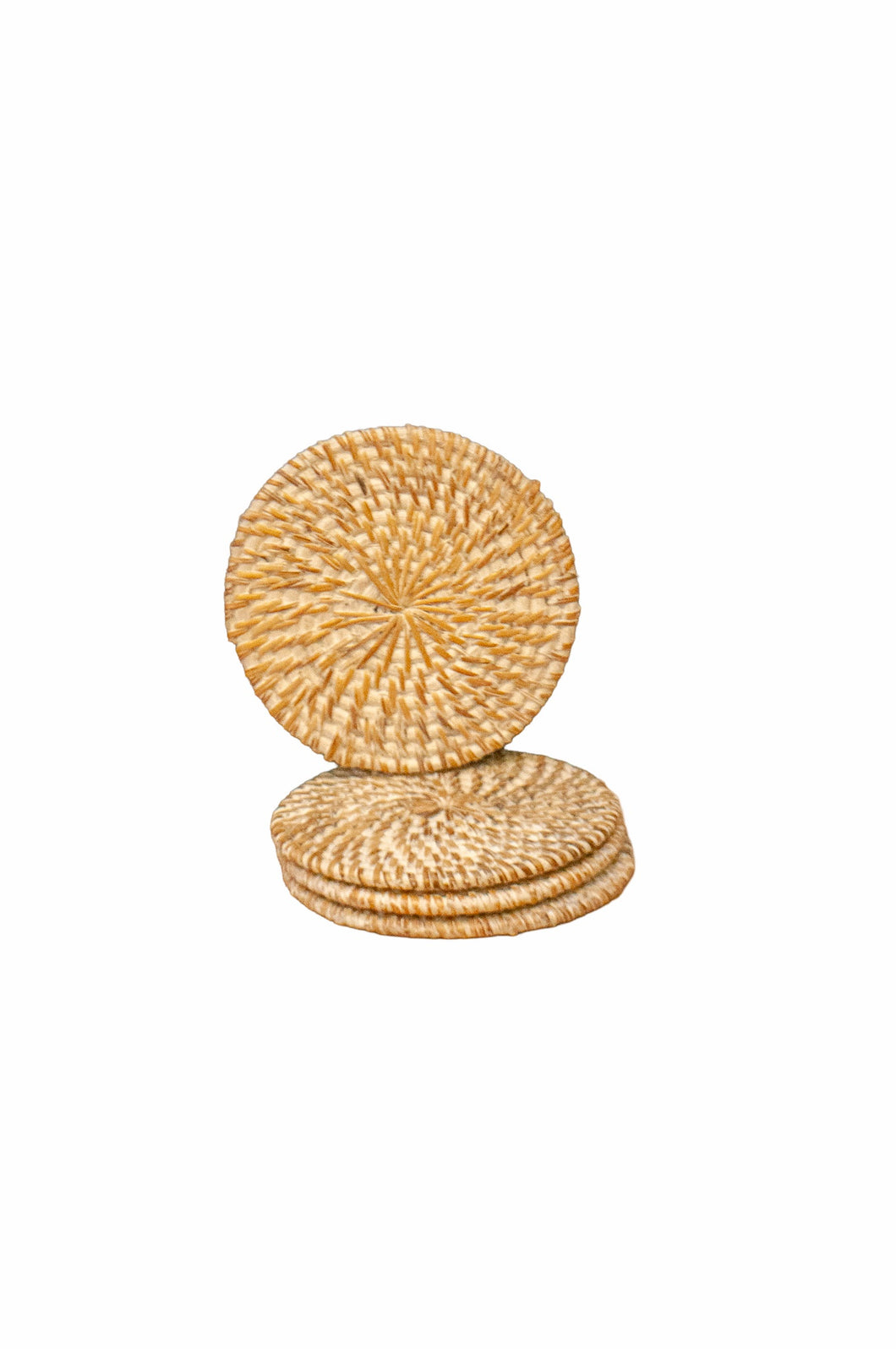 Rattan Coaster Round Whitewash