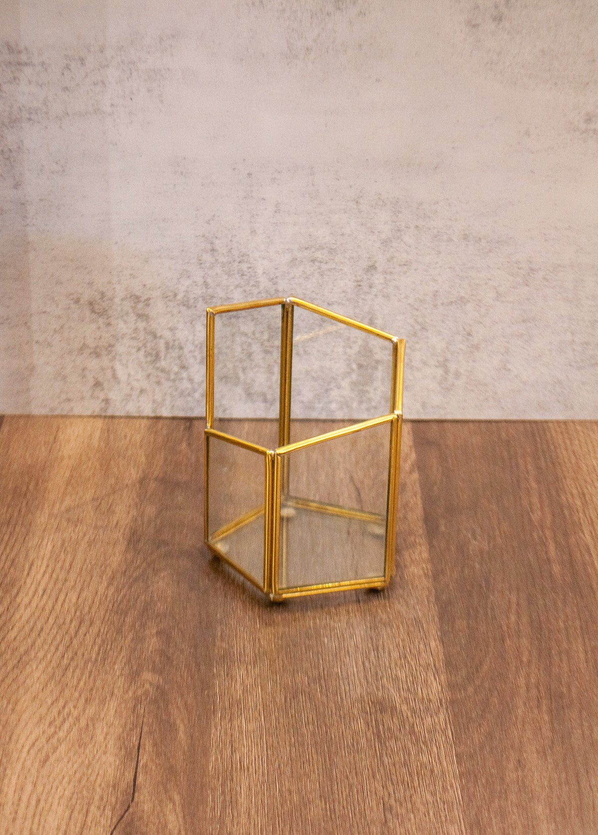 Terrarium Desk Holder Glass and Brass