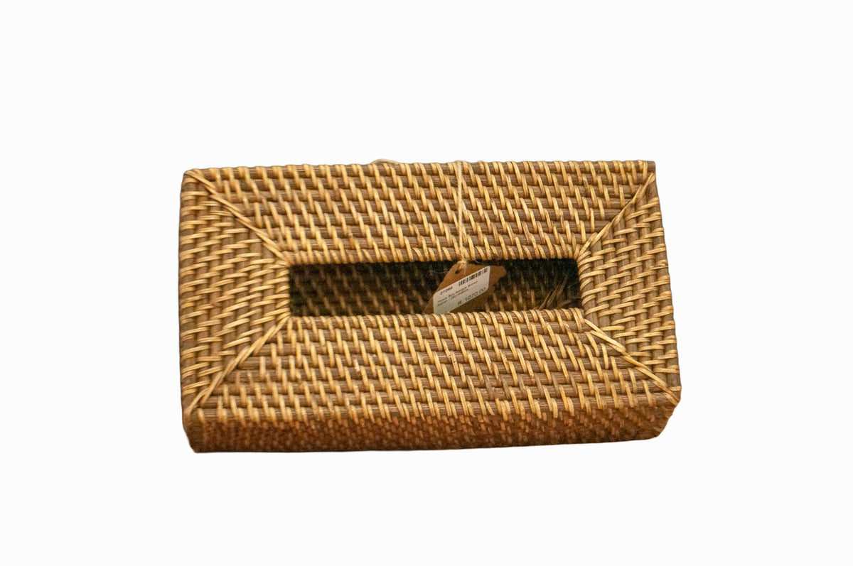 Tissue Box Antique Brown Rattan