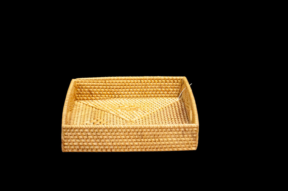Rattan Napkin Basket Sq Motif Natural
