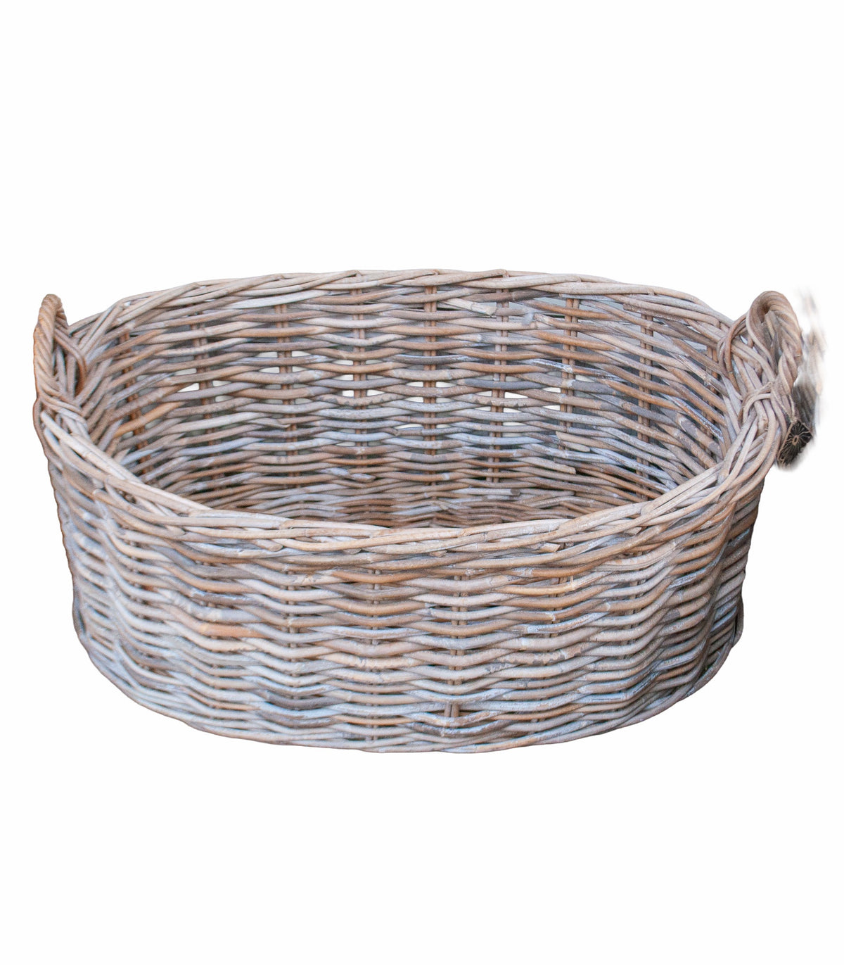Oval Squash Basket Thick Rattan Grey