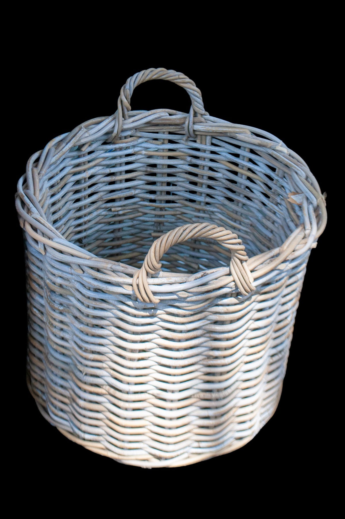 Round Giant Planter Thick Rattan Grey