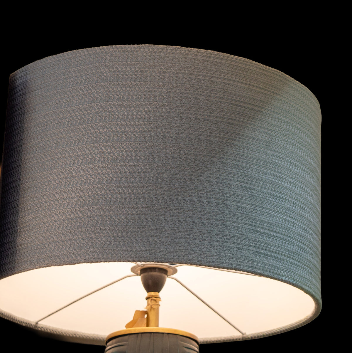 Blue Textured Drum Lampshade (Lampshade only)
