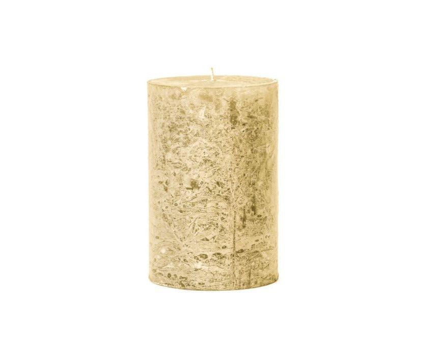 Citrine colored frosted finish pillar candle 10x15