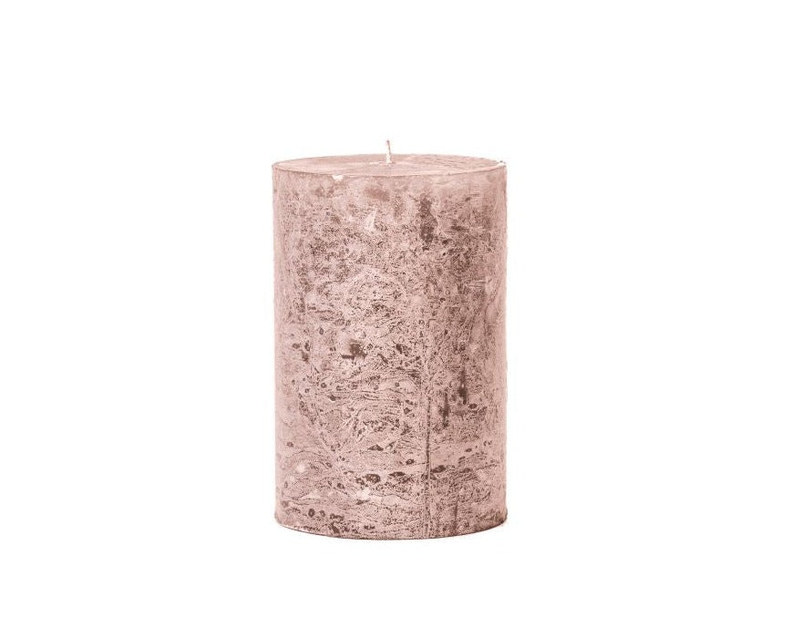 Coral colored frosted finish pillar candle 10x15
