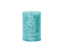 Load image into Gallery viewer, Sea green colored frosted finish pillar candle 10x15
