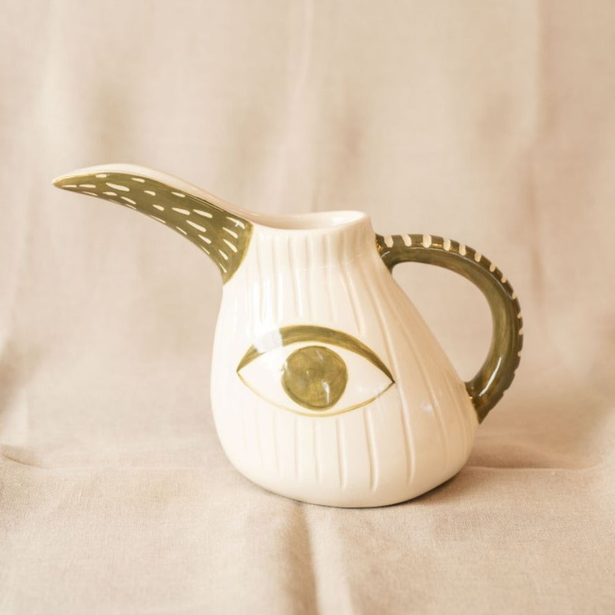 Pret-a-Pot ceramic Toucan jug in aged parsley