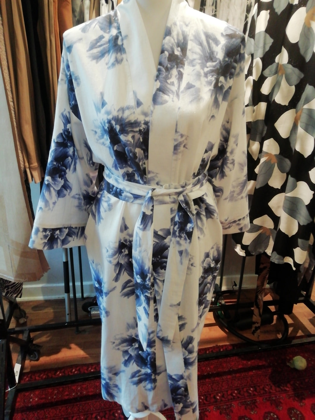 Kimono Linen Blue Floral
